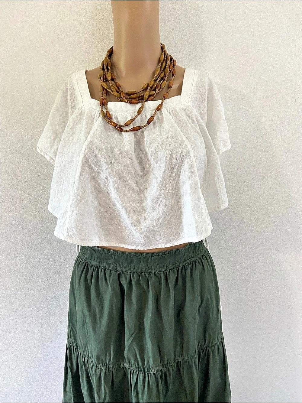 Free People Sweet On You Smocked Crop Top White Cotton